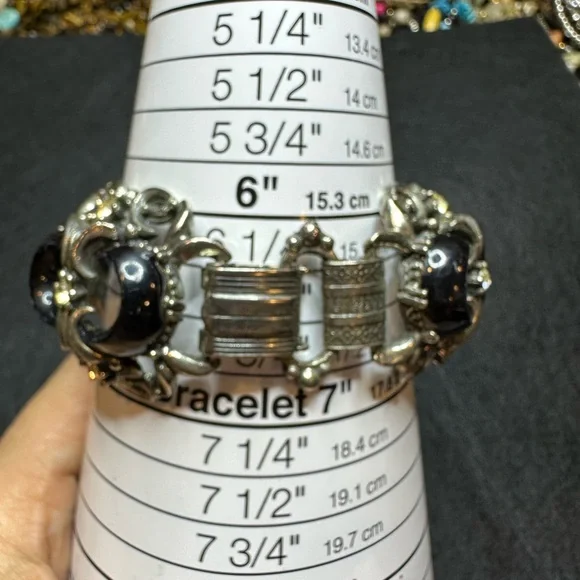 Vintage open cabachon panel bracelet
